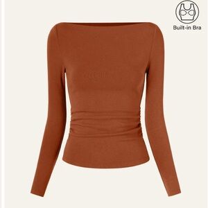 OGL Modern Side Ruched Boatneck Brami Top Long Sleeve Autumn Size S